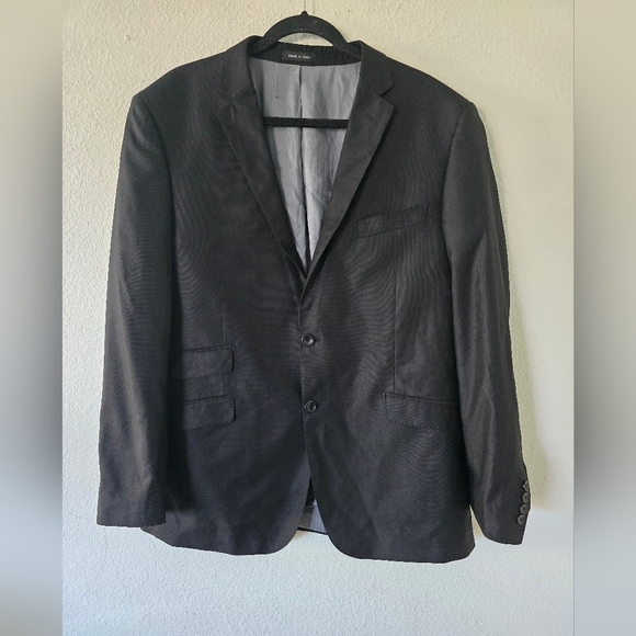 Tiglio Luxe Blazer Sports Coat Men 44R Black Silk Wool Italian 2button - Picture 2 of 12